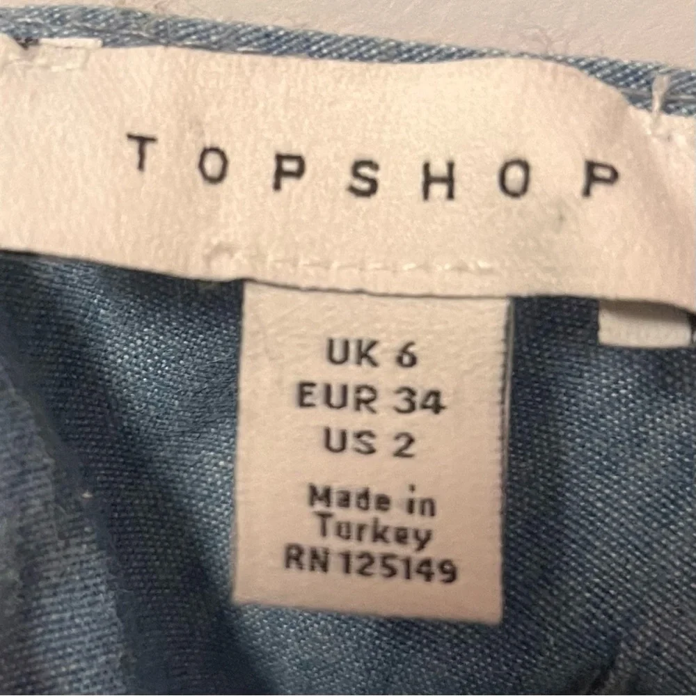 Topshop Chambray Midi Spaghetti Strap High Leg Slit Dress Front Knot Size 2 - Picture 6 of 9